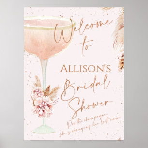 Boho Rose Gold Message Bridal Shower Welcome  Poster
