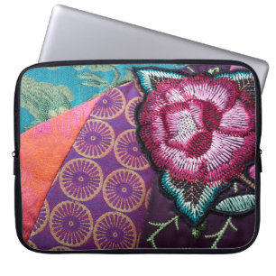 Boho Rose gypsy tapestry look colourful Laptop Sleeve
