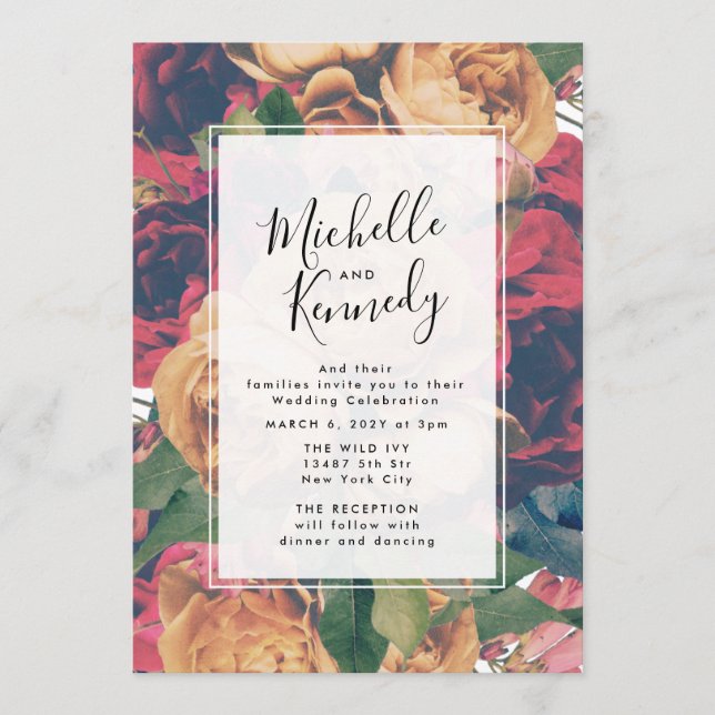 boho rose modern editable Wedding Invitation (Front)