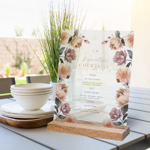 Boho Rose Signature Cocktail Wedding Table Acrylic Sign