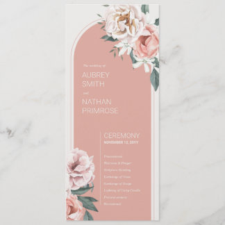 Boho Rose Wedding Program Programme