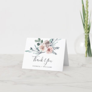Boho Rose Wedding Thank You Card