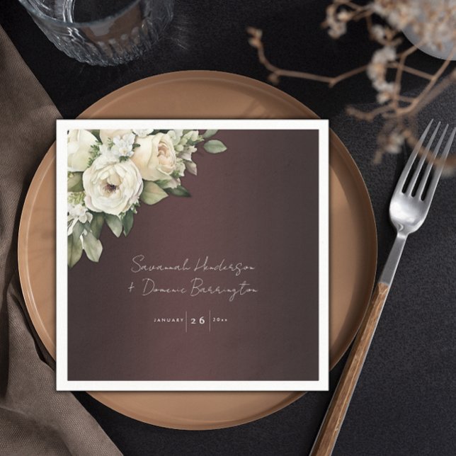 Boho Roses and Elegant Burgundy Wedding Napkin (Creator Uploaded)