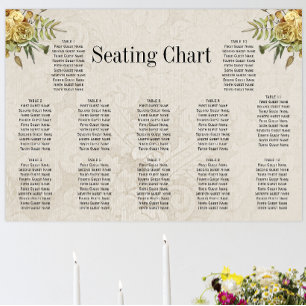 Boho Roses Cream Damask Rustic Wedding Seating Poster