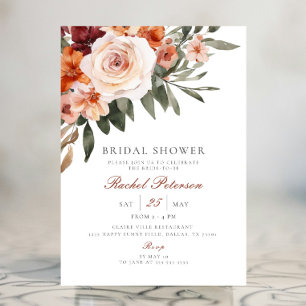 Boho Roses Floral Greenery Bridal Shower Invitatio Invitation