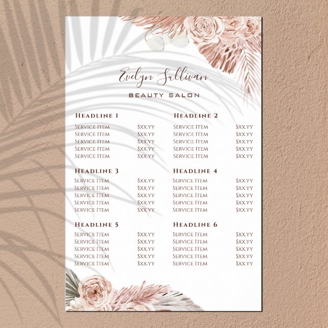 Boho roses price list poster (Creator Uploaded)