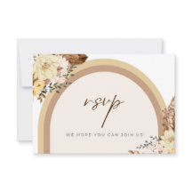 Boho RSVP Card Floral Neutral Colour Enclosure Car