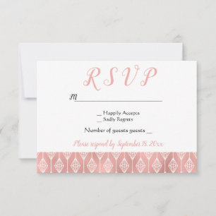 Boho RSVP Pink Rose Gold Diamond Tribal Wedding Card