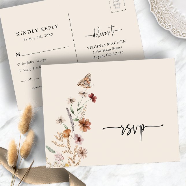 Boho RSVP Wedding Postcard (Boho RSVP Wedding Postcard
)