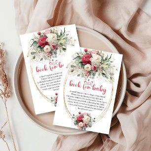 Boho Ruby Red Burgundy Greenery Book Request Card