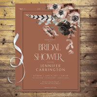 Boho Rust Black & White Flowers Bridal Shower