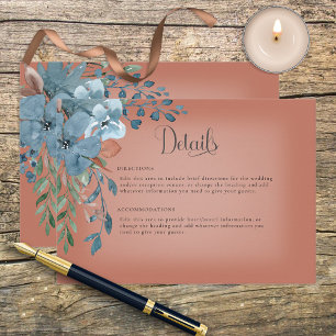 Boho Rust & Blue Floral Wedding Details Card