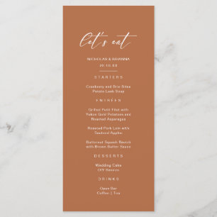 Boho Rust Burnt Orange Terracotta Wedding Menu