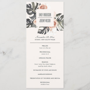 BOHO RUST MONSTERA FLORAL WEDDING CEREMONY PROGRAM MENU