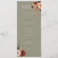 Boho Rust Neutral Fall Floral Sage Green Wedding 
