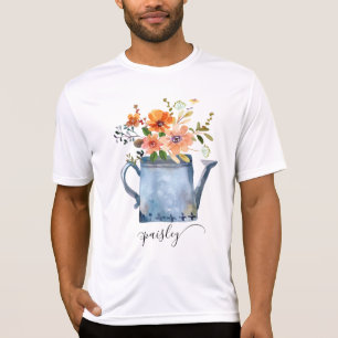 Boho Rust Orange Watercolor Flowers Watering Can T-Shirt