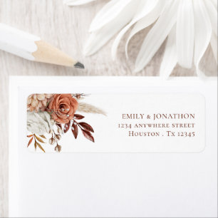 Boho Rust Terracotta Florals Name Return Address