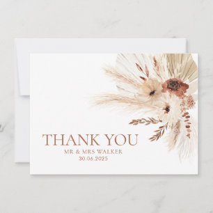 Boho Rust Wedding Thank You Card Flat HAZEL