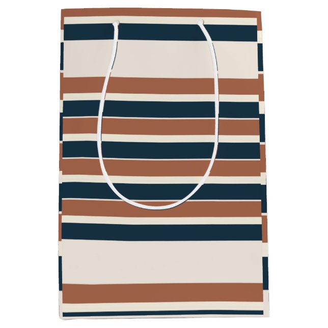 Boho Rustic and Navy Stripes  Medium Gift Bag (Front)