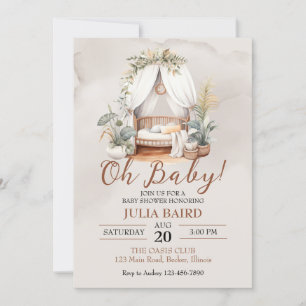 Boho Rustic Baby Crib Shower Invitation