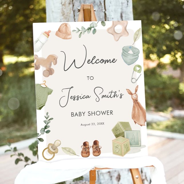 Boho Rustic Baby Shower Boy Neutral Welcome Poster (Creator Uploaded)