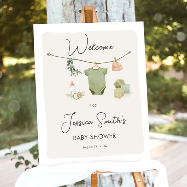 Boho Rustic Baby Shower Boy Neutral Welcome Poster (Creator Uploaded)