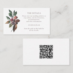 Boho Rustic Botanical Burgundy Wedding RSVP Online Enclosure Card