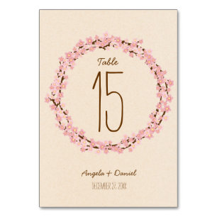 Boho Rustic Cherry Blossom Wreath Wedding Table Number