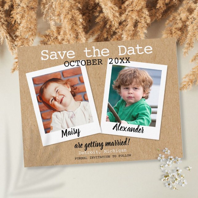 Boho Rustic Childhood Photos Save the Date  Postcard (Creator Uploaded)