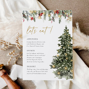 Boho Rustic Christmas Pine Tree Lights Wedding Menu