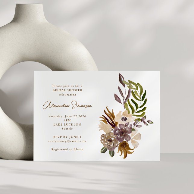 Boho Rustic Dusty Nature Botanical Bridal Shower Invitation (Creator Uploaded)