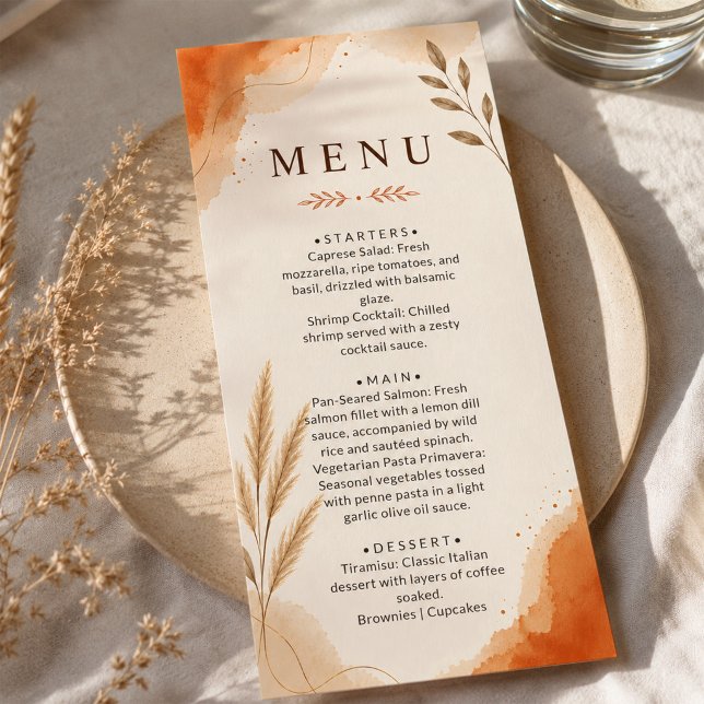 Boho Rustic Earth Tone Terracotta Wedding Menu (Creator Uploaded)