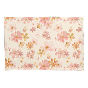 Boho rustic earthy botanical flower pattern pillowcase