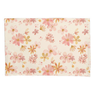 Boho rustic earthy botanical flower pattern pillowcase