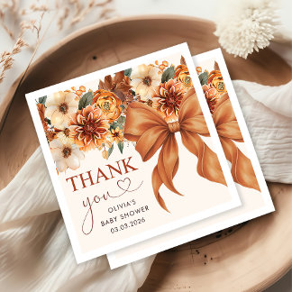 Boho Rustic Fall Floral Baby Shower Party Napkin