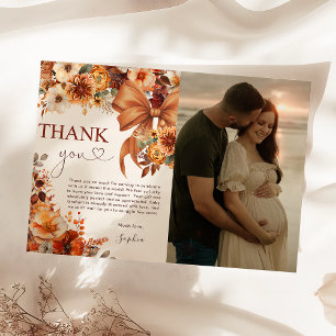 Boho Rustic Fall Floral Baby Shower Thank You Card