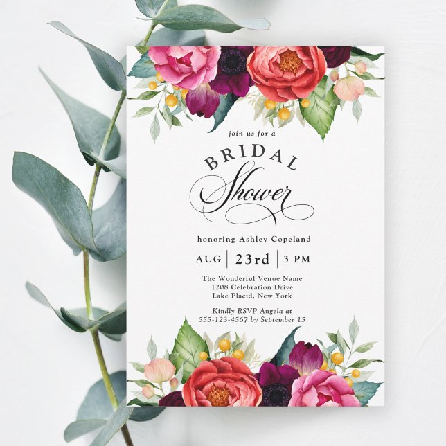 Boho Rustic Fall Watercolor Floral Bridal Shower Invitation (Creator Uploaded)