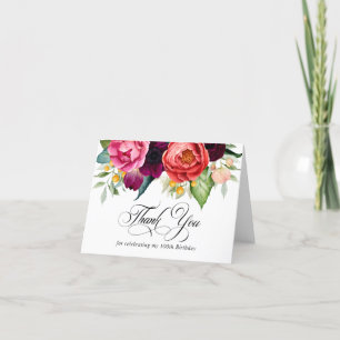 Boho Rustic Floral 100th Birthday Thank You Card