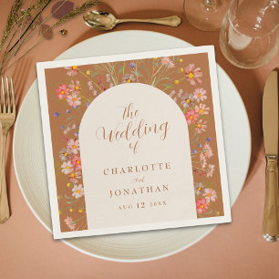 Boho Rustic Floral Arch Fall Wedding Napkin
