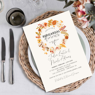 Boho Rustic Floral Autumn Falls Rehearsal Dinner Invitation