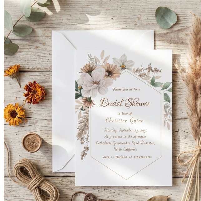 Boho Rustic Floral Bridal shower Invitation (Creator Uploaded)