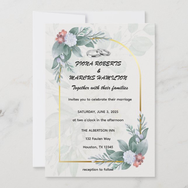Boho Rustic Floral & Elegant Wedding Save the Date (Front)