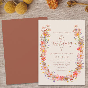 Boho Rustic Floral Fall Wedding Invitation