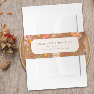 Boho Rustic Floral Fall Wedding Invitation Belly Band