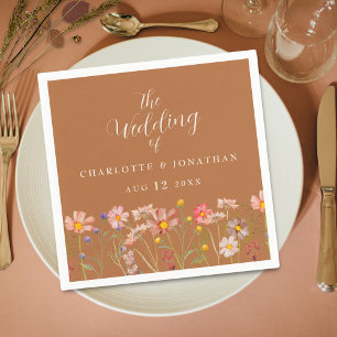 Boho Rustic Floral Fall Wedding Napkin