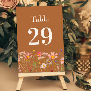 Boho Rustic Floral Fall Wedding Table Number