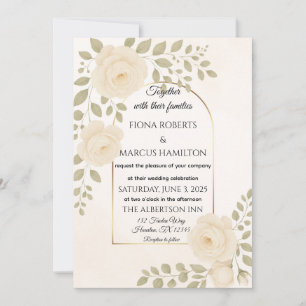 Boho Rustic Floral & Minimalist Elegant Wedding Invitation