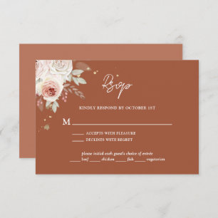 Boho Rustic Floral Terracotta Wedding RSVP Card