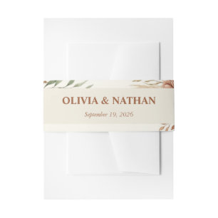Boho Rustic Floral Wedding Invitation Belly Band