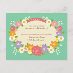 Boho Rustic Floral Wreath Wedding (Mint) Invitation Postcard